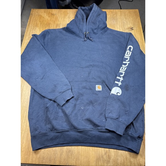 Carhartt Other - Carhartt K288 Long Sleeve Hoodie Mens L Navy Blue Distressed Workwear Grunge